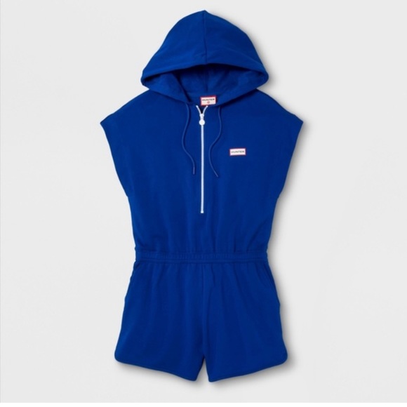 Hunter Target Collab Royal Blue Hooded Romper Women's Small Beachy Pockets M - Picture 2 of 13